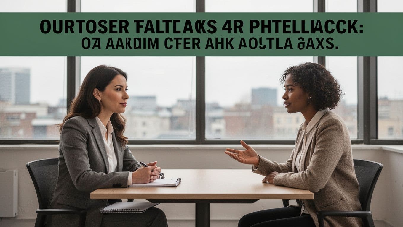 A photorealistic scene in a modern office shows a customer service representative nodding attentively with a notepad, listening to a gesturing customer seated face-to-face at a desk.